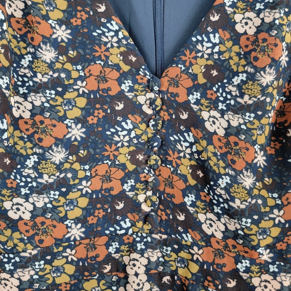 Madewell Orchard Flutter Sleeve Dress‎ Womens 2 Prairie Blossom Multicolor VNeck - Picture 7 of 12
